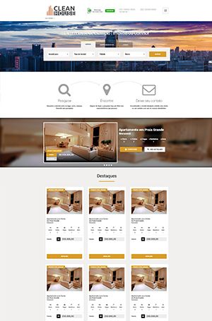 tela inicial de um site imobiliário