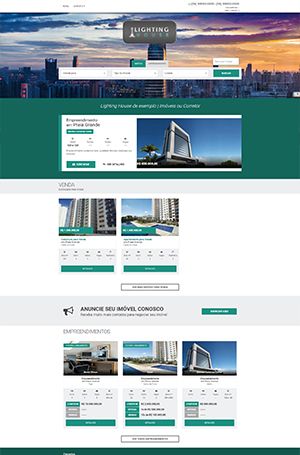 tela inicial de um site imobiliário